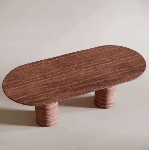 Red travertine dining table