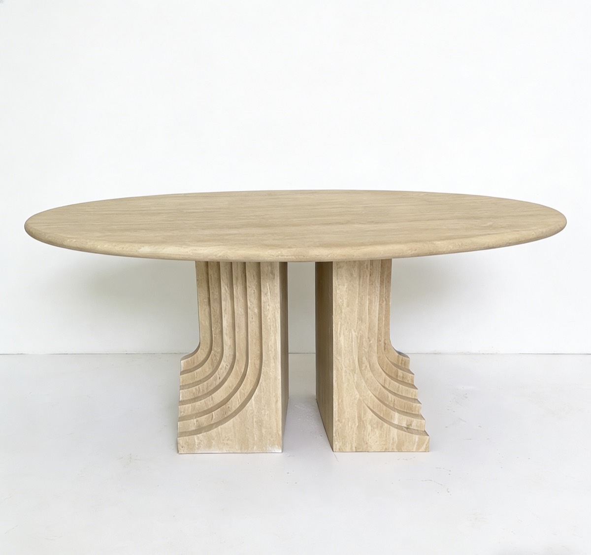 Simple travertine dining table