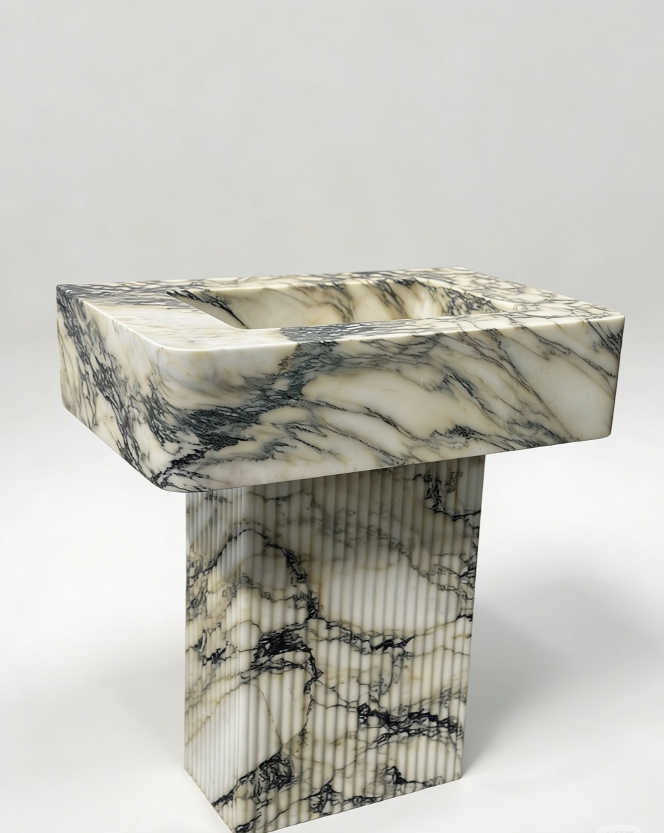 Luxury stone pedestal vanity